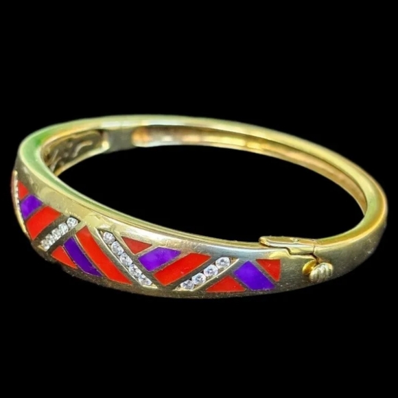 Sold Asch Grossbardt 14k Gold Diamond Bangle Bracelet 30 gm - Picture 6 of 17